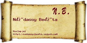 Nádassy Beáta névjegykártya